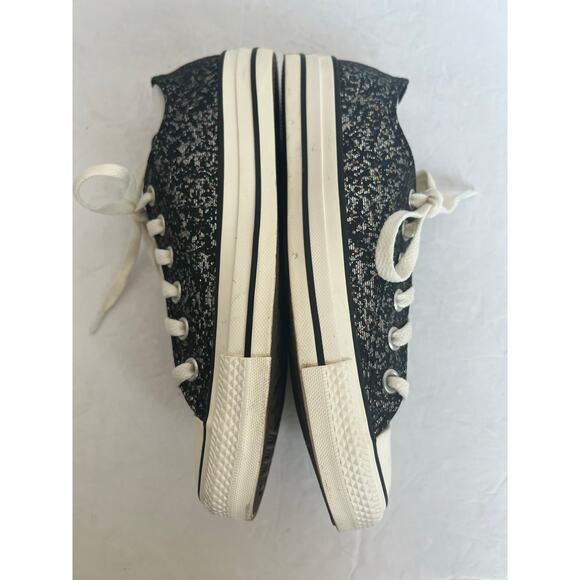 Converse Chuck Taylor All Star Black Glitter Low Top Lace Up Skater Sneakers 7 - Picture 6 of 10